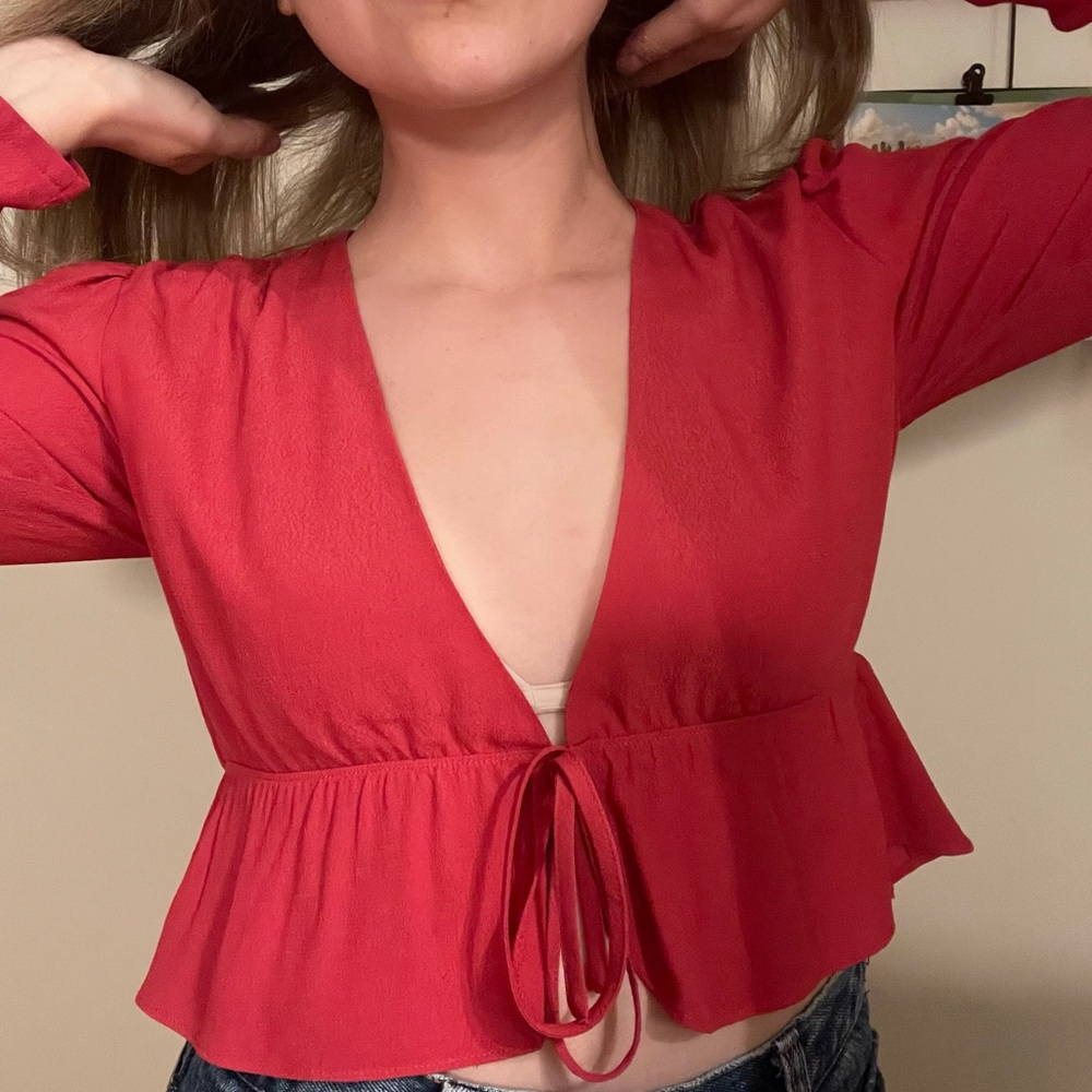 NWOT Sunday Best Tie-Front Blouse